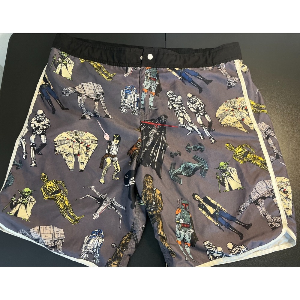 Star‎ Wars 2X Swim Trucks Mens Gray Shorts Pockets Mesh Inline Summer Pool